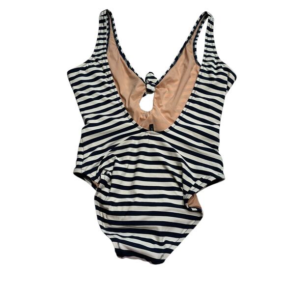 J CREW Bow Front One Piece Swimsuit Classic Stripe Women's Size 6 Blue Cream - Picture 3 of 9
